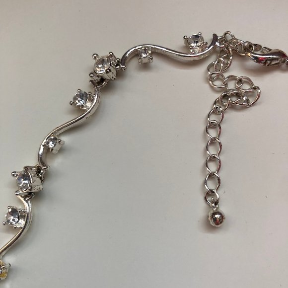 Silver tone metal with cubic zirconia necklace - Picture 7 of 9